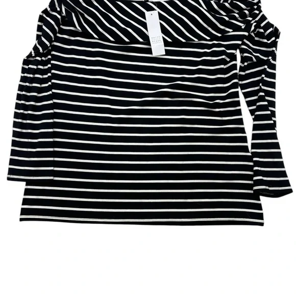 White House Black Market Off-the-Shoulder Striped Top Sz M NWT - Picture 2 of 3